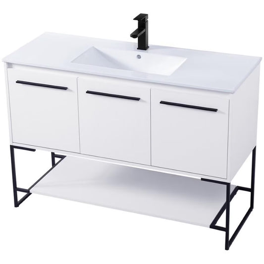 Elegant Kitchen and Bath 48 Inch Single Bathroom Vanity In White