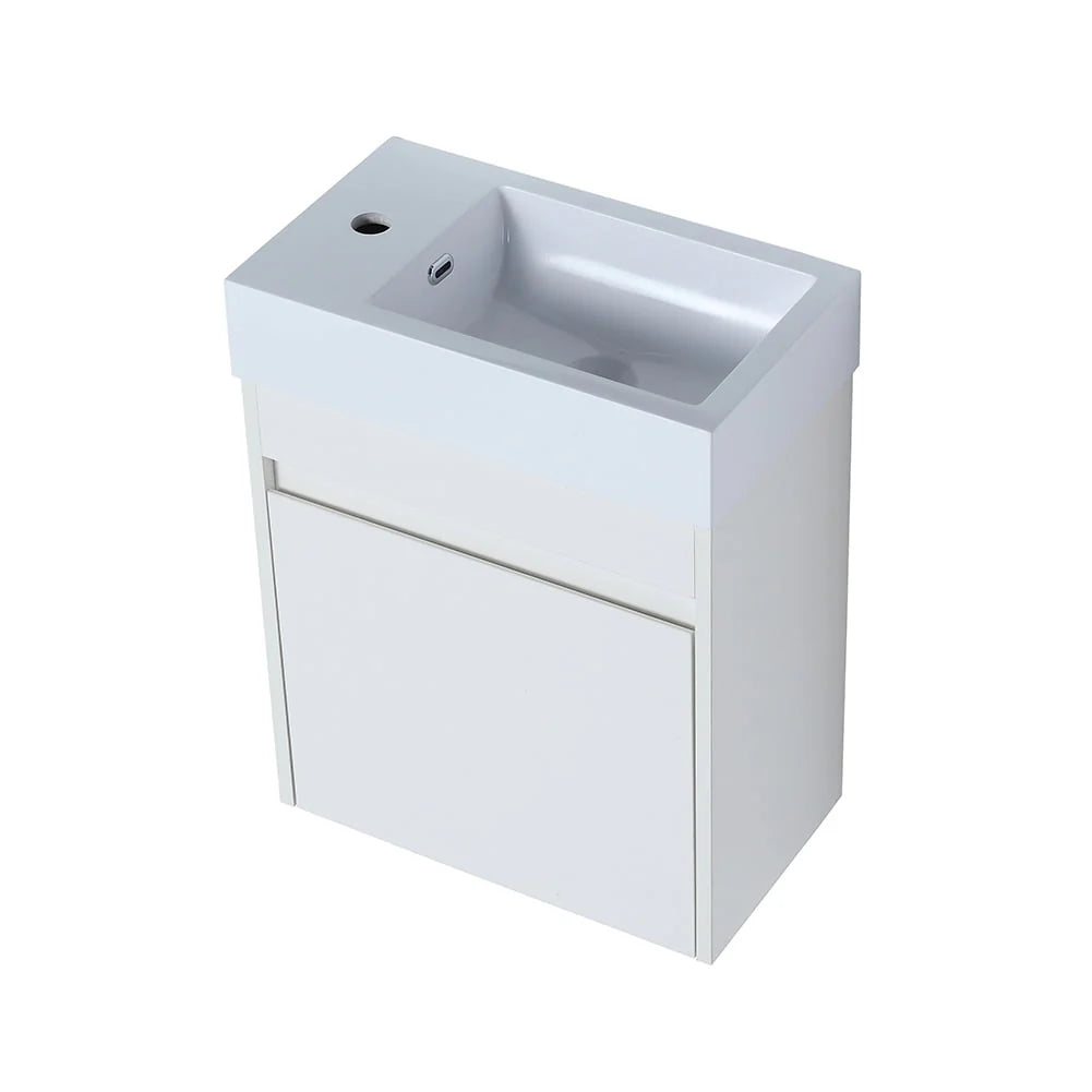 Kepooman Wall Mounted Bathroom Vanity Set with Top, Floating Bathroom Vanity, 18x10 in, White Straight Grain