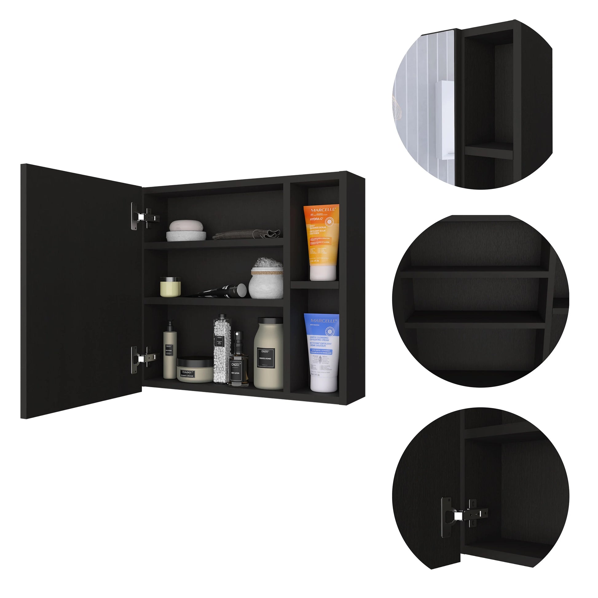 Carrizo Medicine Cabinet In Melamine with One Door,White,White Melamine Bath Faucets Bathroom Storage