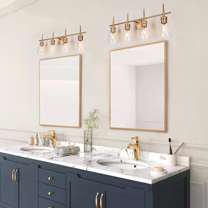 Modern 4/3/2-Light Farmhouse Linear Bathroom Vanity Lights Dimmable Wall Sconces with Clear Glass Shade L 20'' 3-light L20"x W6"x H 11.5" Painted 13