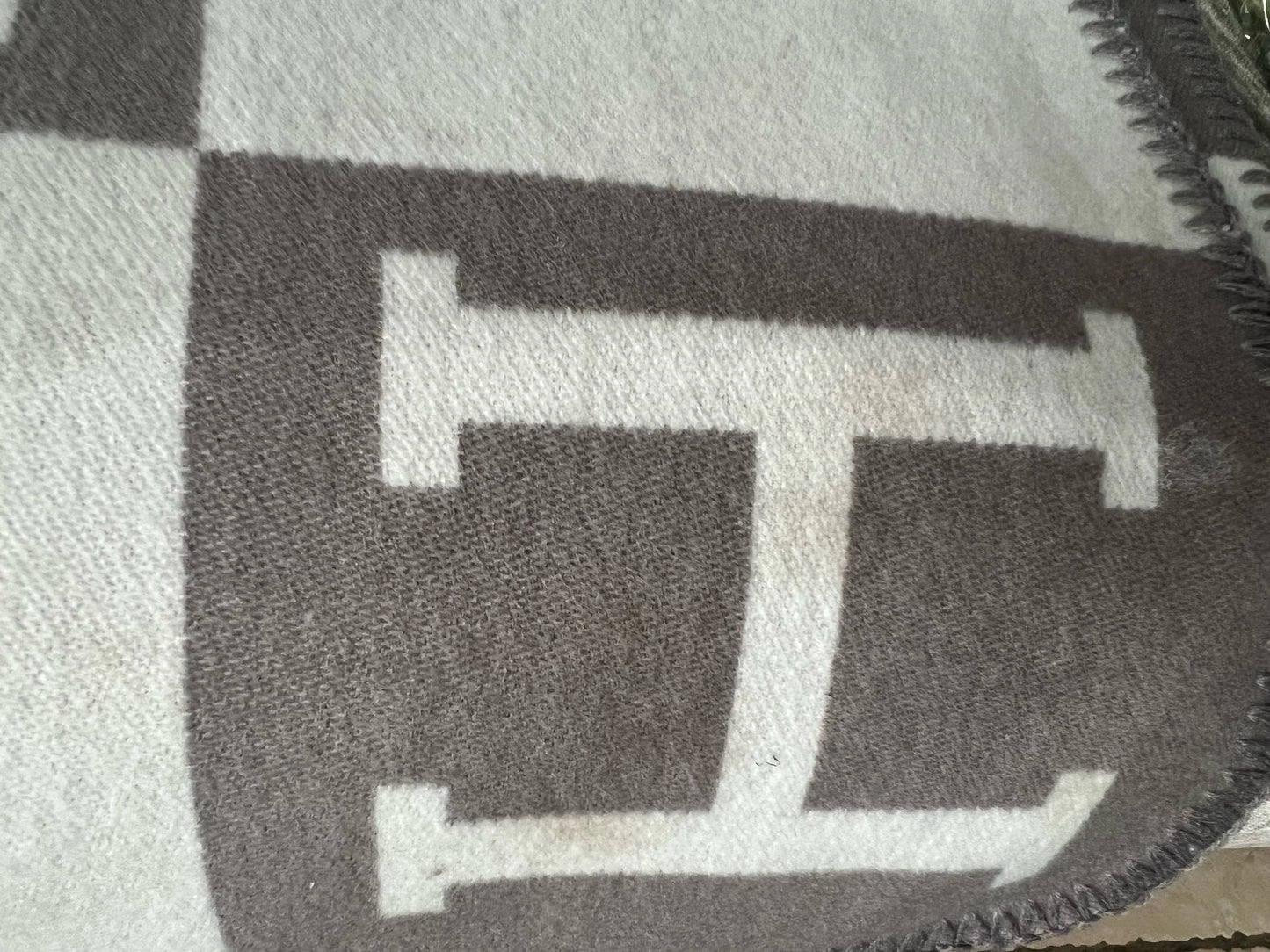 Gray Merino Wool Blanket, Cashmere Plaid Throws 67" x 53"