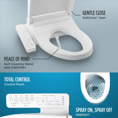 TOTO WASHLET C2 Electronic Bidet Toilet Seat with PREMIST and EWATER+ Wand Cleaning, Elongated, Cotton White - SW3074#01