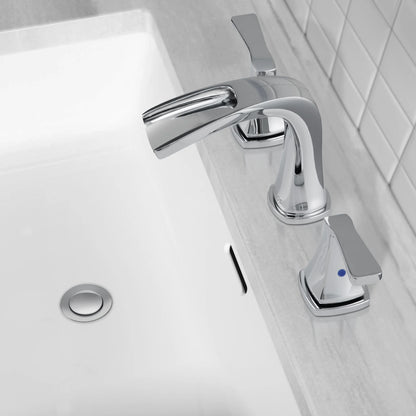 PARLOS Waterfall Widespread Two Handles Bathroom Sink Faucet , Polished Chrome