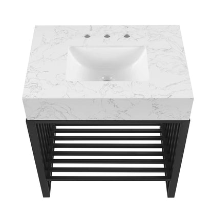 Modway Gridiron 30" Bathroom Vanity in White Black