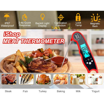 SUGIFT Waterproof Digital Instant Read Meat Thermometer with 4.7°?Folding Probe Calibration Function for Cooking Food Candy, BBQ Grill, Smokers