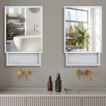 FUMANGO 16x26 Medicine Cabinet, Simple& Beautiful, Large Storage Space, Matte White for Bathroom Vanity