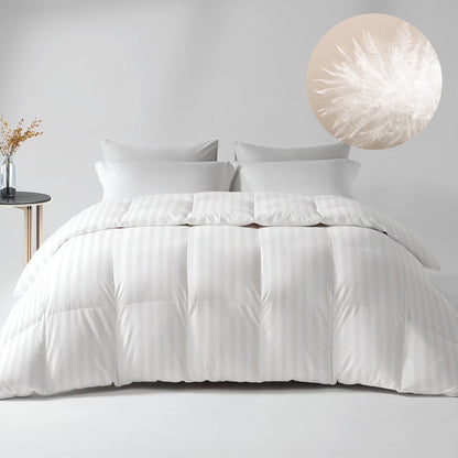Down Feather Comforter King Size - High Fill Power All Season Duvet Insert, Luxurious Hotel Medium Warmth Bedding Comforter (106”x90°?