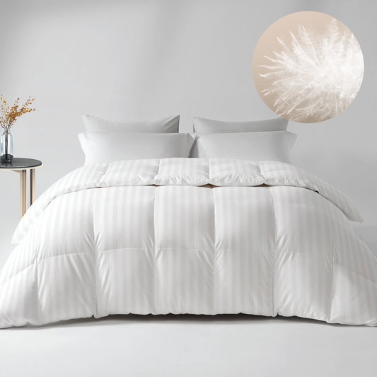 Down Feather Comforter King Size - High Fill Power All Season Duvet Insert, Luxurious Hotel Medium Warmth Bedding Comforter (106”x90°?
