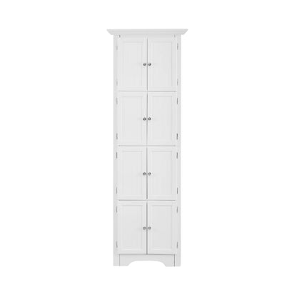 Royard Oaktree 72" Tall Corner Cabinet with 8 Doors and 4 Storage Shelves, Freestanding Bathroom Storage Cabinet, 4-tier Kitchen Pantry Storage Cabinet for Bathroom, Living Room, Office (Black)