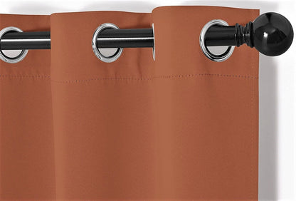 Window treatment curtain thermal insulated blackout size 28" wide X 36" length for kitchen bathroom décor short window 1 panel brick pumpkin color top grommet K30
