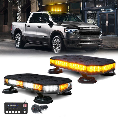Xprite 42 LED High-Visibility 14" Rooftop Strobe Light Bar Vehicle Safety Emergency Beacon, Magnetic Base, Weatherproof - Amber