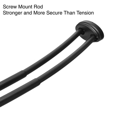 Utopia Alley Rustproof Wall Mounted Aluminum Double Curved Shower Curtain Rod, Screw Mount Rod, Secure Than Tension, Adjustable Shower Rod from 45" to 72", Includes shower liner & hooks (Black)