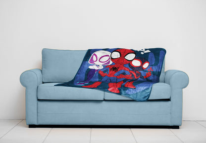 Spidey and His Amazing Friends Team Up Silk Touch Throw, 40 x 50, Microfiber, Blue, Marvel