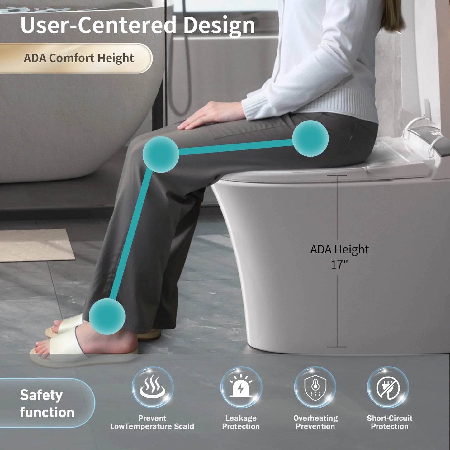 WRR Smart Toilet with Tank Built In, Heated Seat Smart Bidet Toilets, Instant Warm Water, Foam Shield, Sensor to Open/Close/Flush, Pump-assisted, Blackout Flush, LED Display(Premium)
