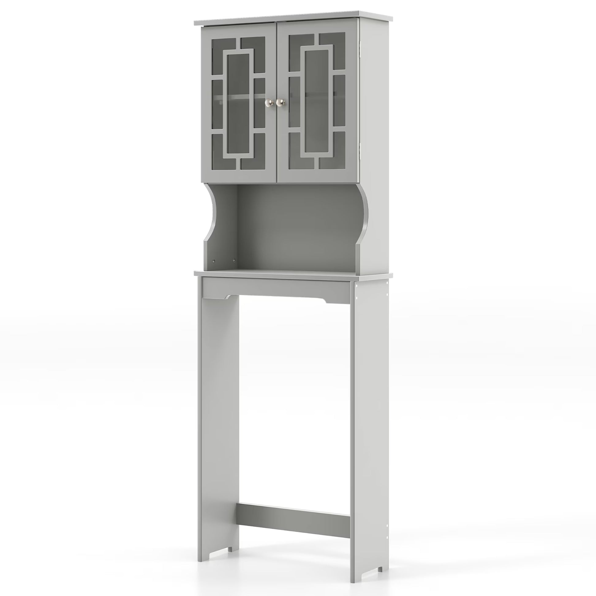Gymax Grey Bathroom Over The Toilet Space Saver Storage Cabinet Organizer Shelf
