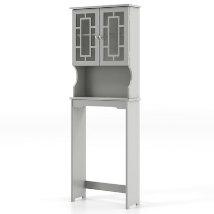 Gymax Grey Bathroom Over The Toilet Space Saver Storage Cabinet Organizer Shelf