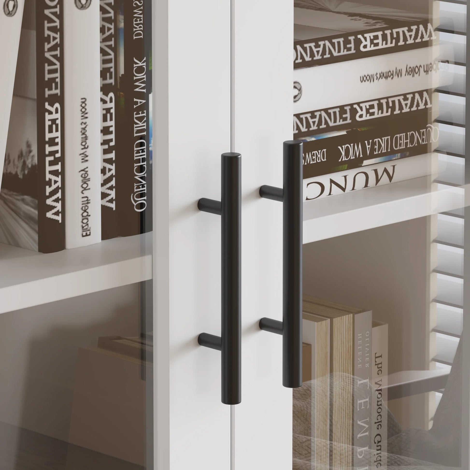 UBesGoo Tall Bathroom Cabinet Storage with 4 Doors & 2 Drawers, Wooden Kitchen Hutch, Large Display Cabinet, White