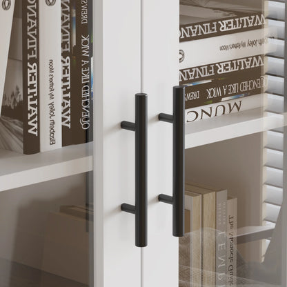 UBesGoo Tall Bathroom Cabinet Storage with 4 Doors & 2 Drawers, Wooden Kitchen Hutch, Large Display Cabinet, White