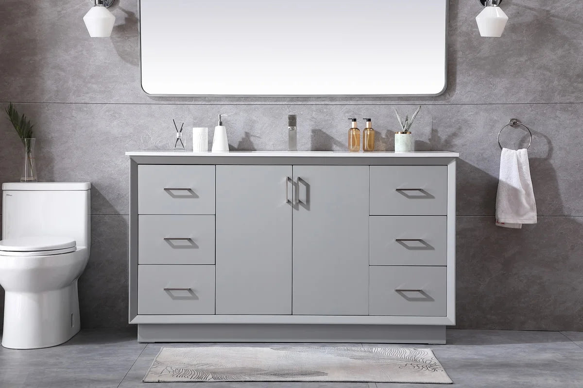 Elegant Kitchen and Bath 60 Inch Single Bathroom Vanity In Blue