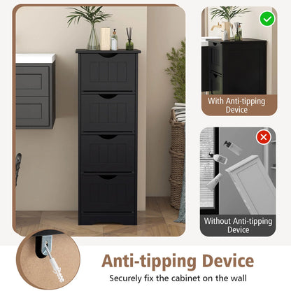 Costway 32.5'' Bathroom Floor Cabinet with Anti-tipping Device Freestanding Towel Cabinet Black