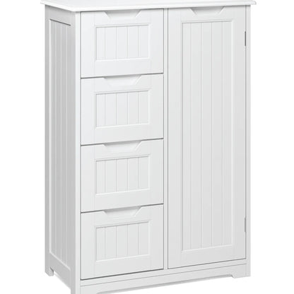 Aiho 33.5 "H Wooden Bathroom Floor Cabinet with 4 Drawers and 1 Door for Bathroom, Kitchen, Bedroom - White