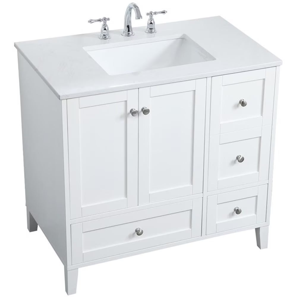 Elegant Decor Sommerville 36" Single Quartz Top Bathroom Vanity in Gray