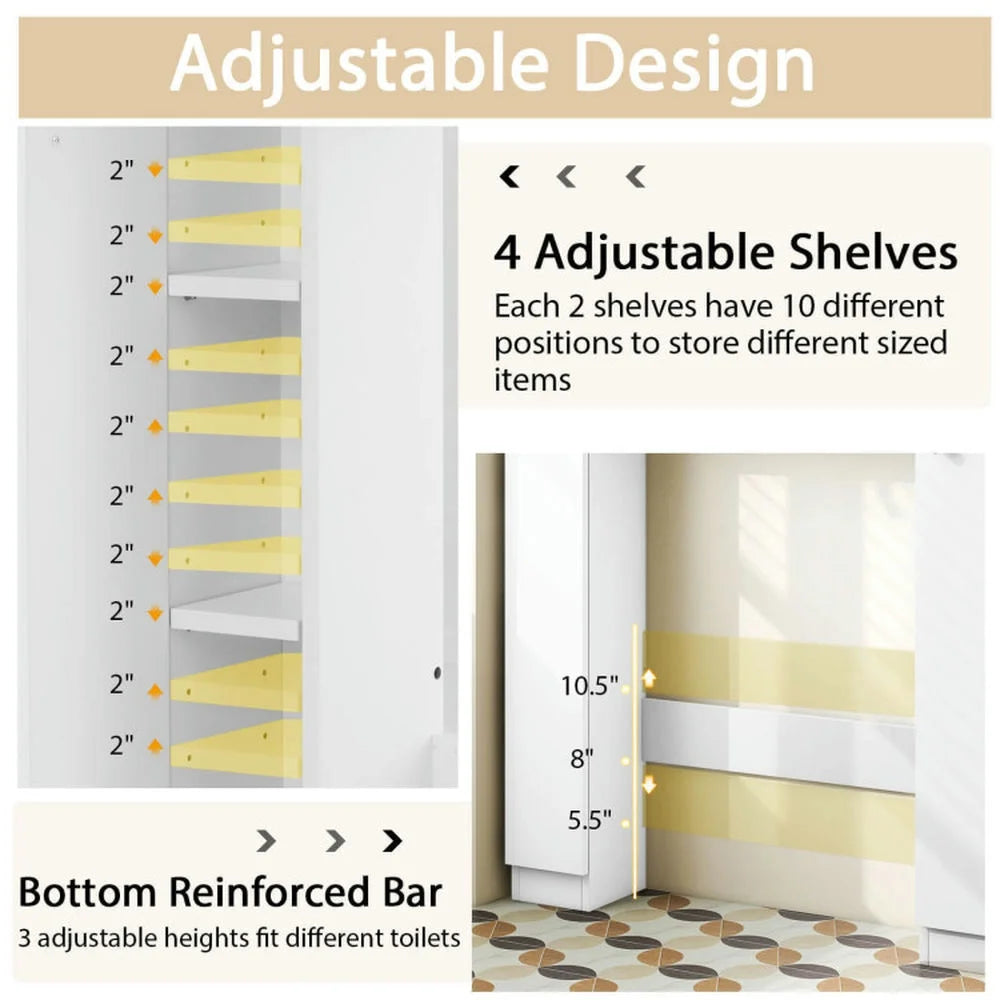Topcobe Over The Toilet Storage Cabinet with 2 Open Compartments and 4 Adjustable Shelves, Bathroom Furniture, Bathroom Shelves, White