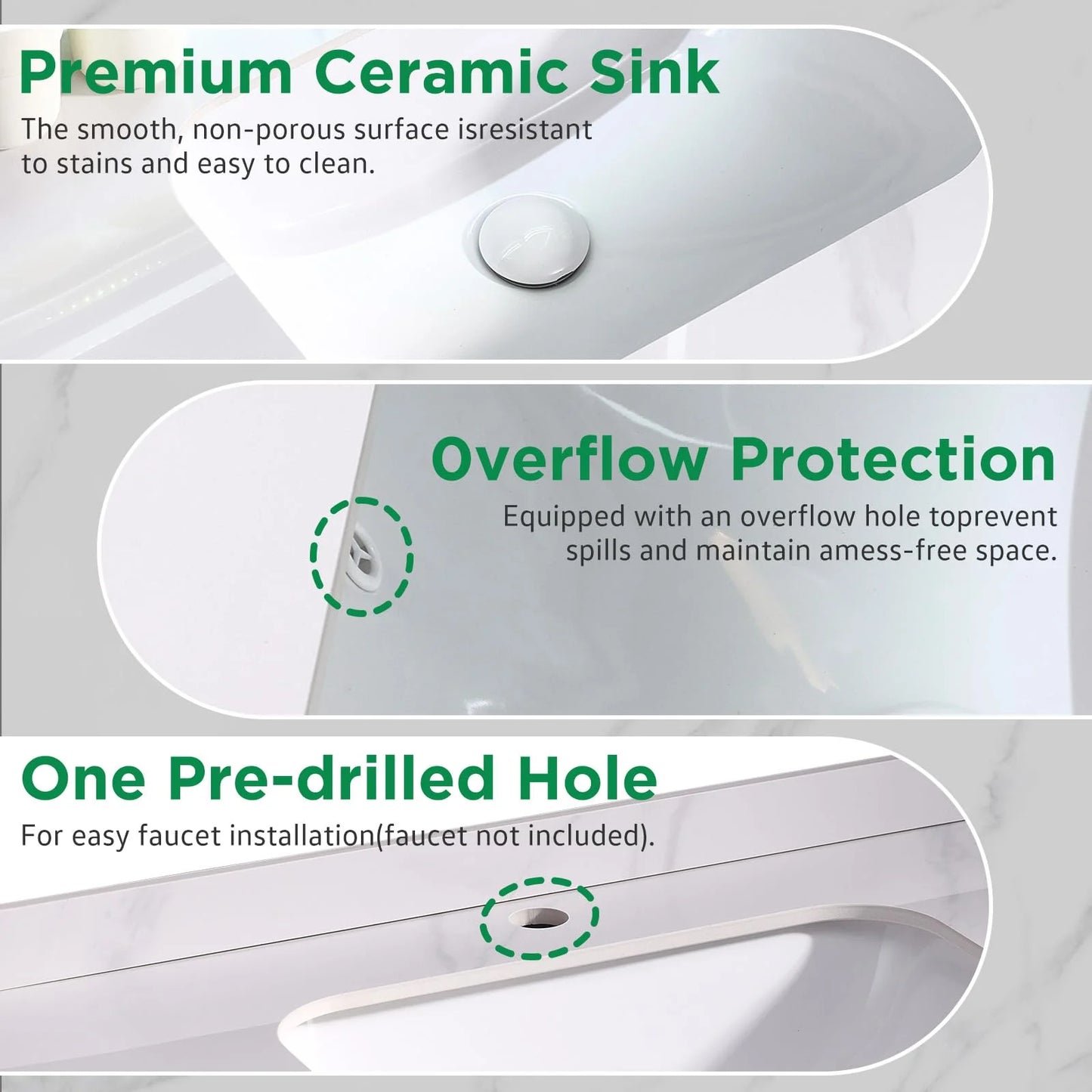 PROHIKER 29.1" Bathroom Vanity with Sink, Modern Bathroom Vanity Cabinet, Freestanding Bathroom Sink Cabinet with 1 Soft-Close Door and Metal Handle