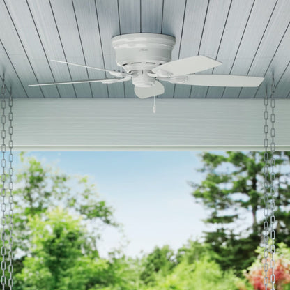Hunter - Sea Wind Indoor/Outdoor Low Profile Ceiling Fan, 48-inch, Matte Black, Nautical-style, 3-speed WhisperWind Motor, 53118, for Porches, Bathrooms