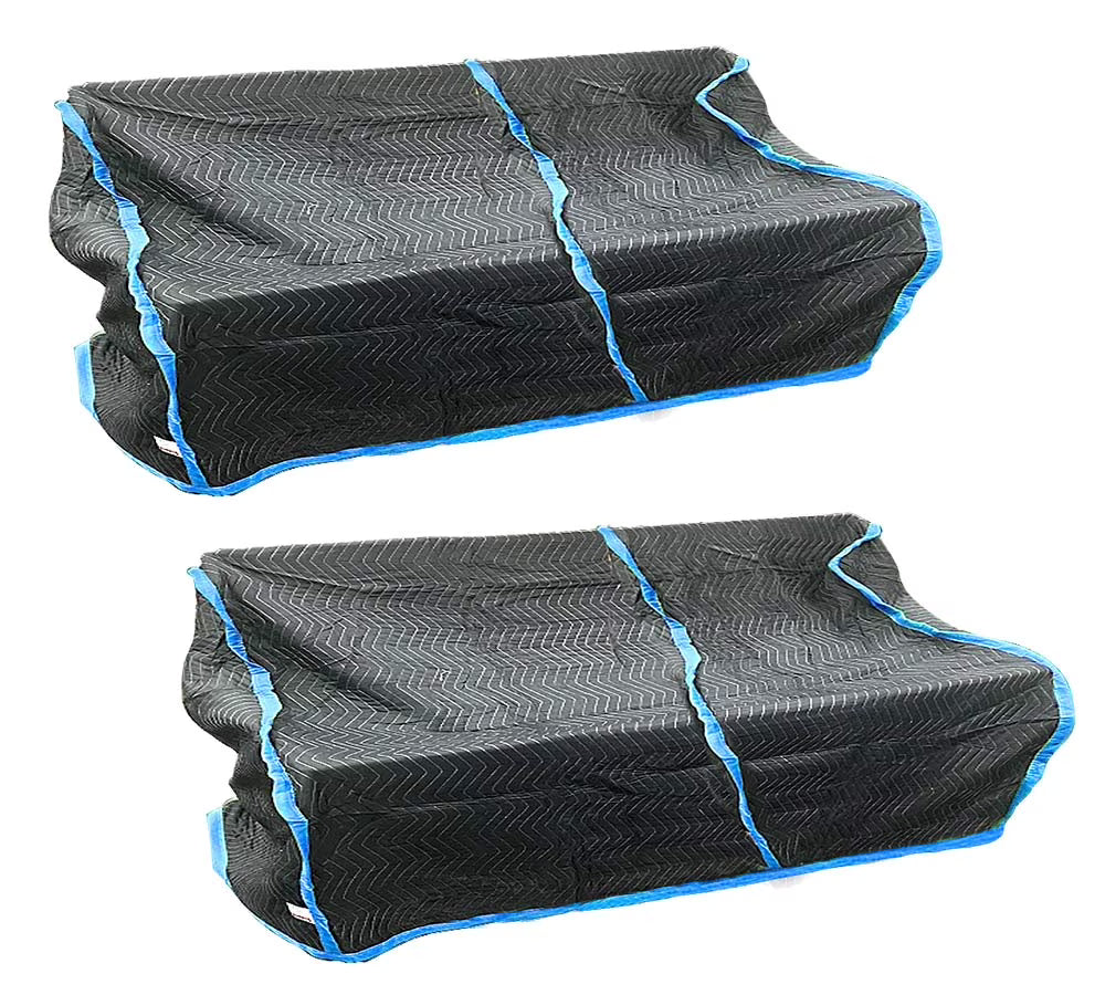 2 Pack Black Quilted Moving Storage Blanket for Sofa and Couch - 38"x108"x46" Polyester Reusable, and Washable Zig-Zag Stitching Furniture Moving Cover