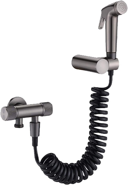Handheld Bidet Sprayer for Toilet, Brass Portable Cloth Diaper Sprayer Set Single Cold Water Bathroom Bidet Sprayer Kit with PVC Shower Hose for Pet Bathing,Gray