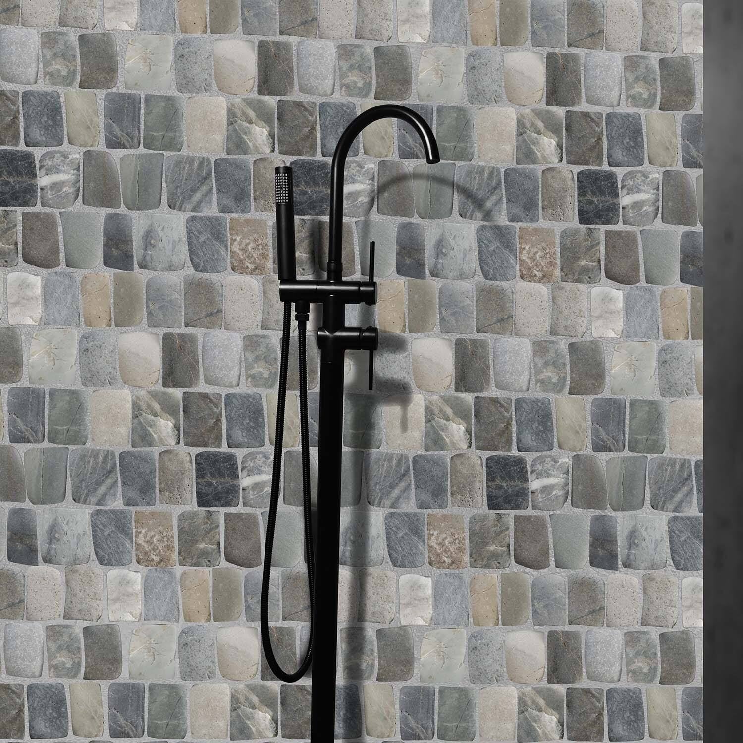 Canine Mix Pebble Mosaic Tiles for Backsplash Kitchen and Bathroom Wall (12" X 12") 5 tiles per case