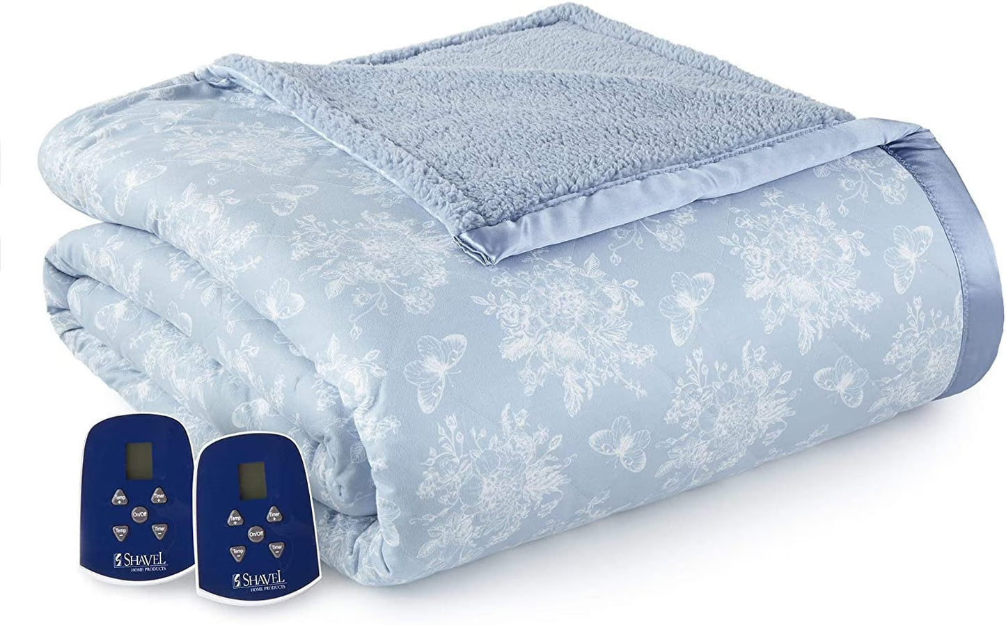 Shavel Home Products Micro Flannel® Reverse to Sherpa Electric Blanket, Full, Chino