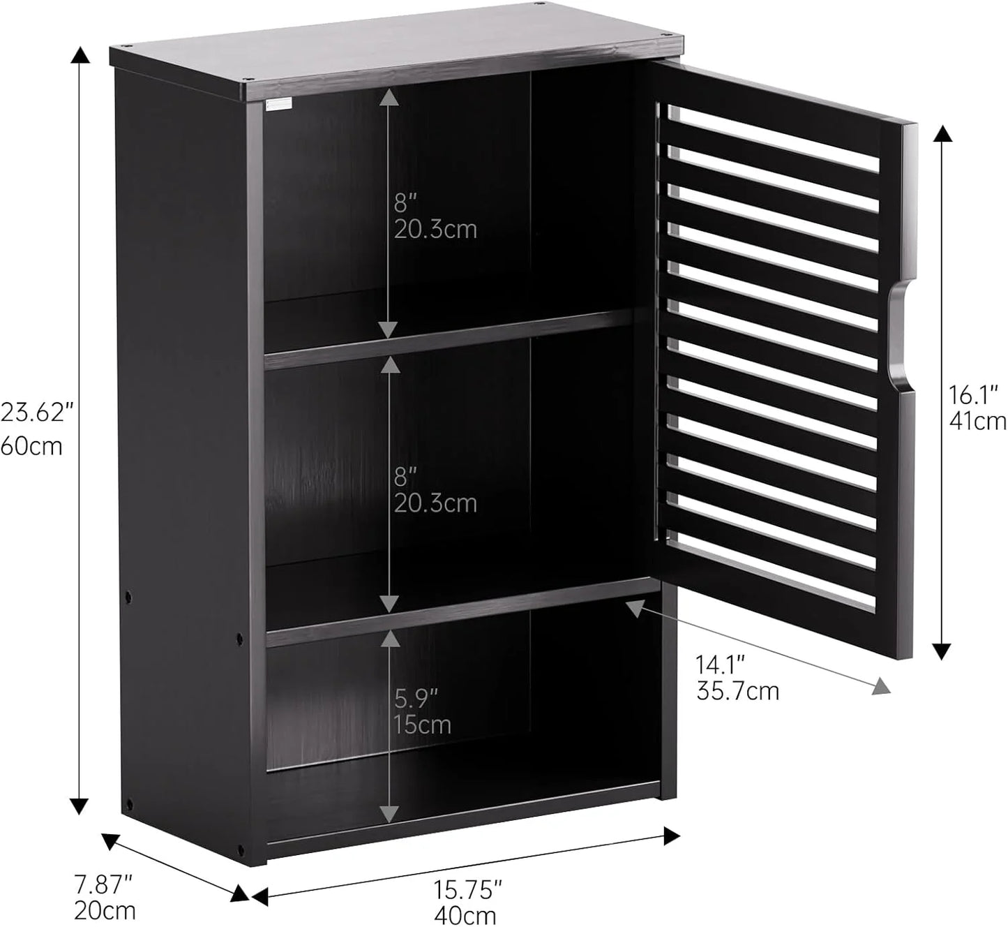 Bathroom Wall Cabinet, Medicine Cabinet Over The Toilet, Bamboo Hanging Storage Organizer with Single Door and Open Bottom Shelf, for Kitchen Living Room, Natural