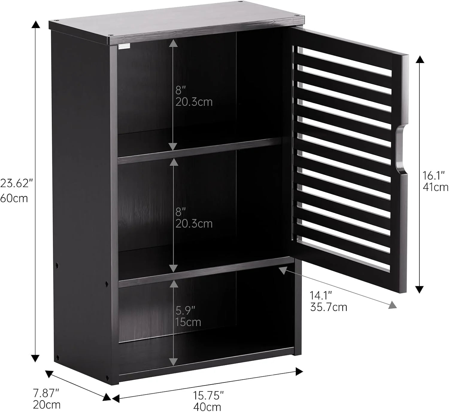 Bathroom Wall Cabinet, Medicine Cabinet Over The Toilet, Bamboo Hanging Storage Organizer with Single Door and Open Bottom Shelf, for Kitchen Living Room, Natural