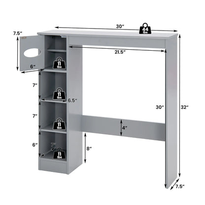Costway Wooden Over the Toilet Storage Cabinet Bathroom Space Saver w/Paper Holder Grey