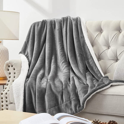 Walensee Sherpa Fleece Bed Blanket, Fluffy, Soft, Plush, Throw 50"60", Grey, Machine Wash