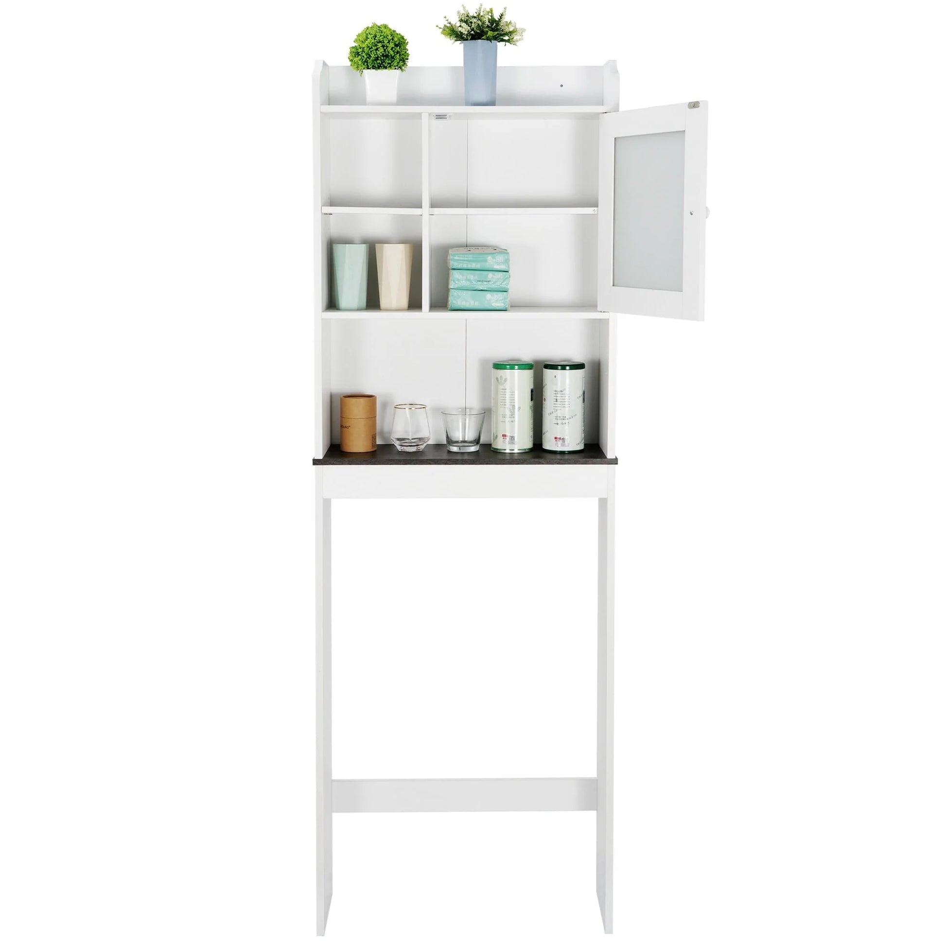 ZenSports Over The Toilet Storage Cabinet Organizer Bathroom Space Saver W/Adjustable Shelves, White