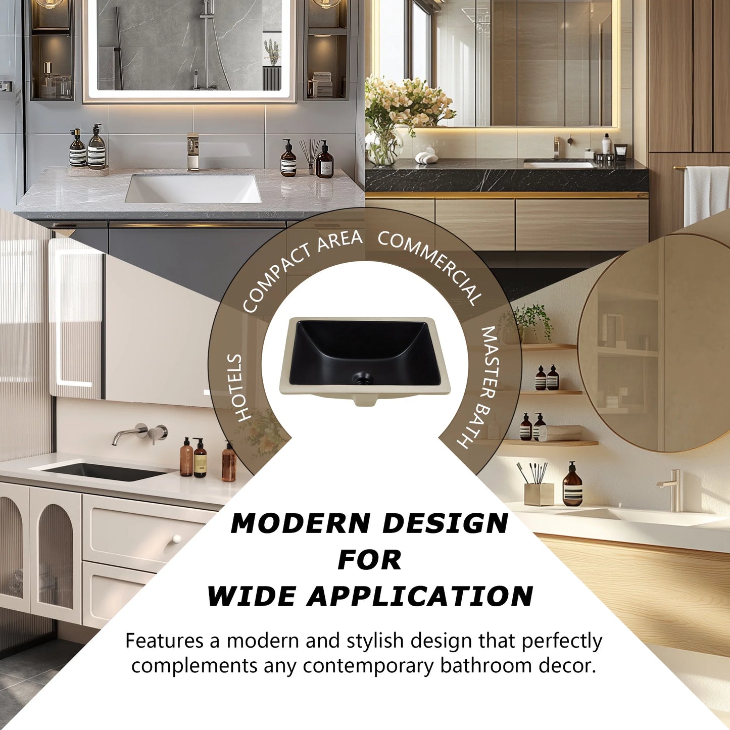 DV-1U306B DeerValley Ursa Undermount Bathroom Sink 18" X 13" Rectangular Vitreous China with Overflow