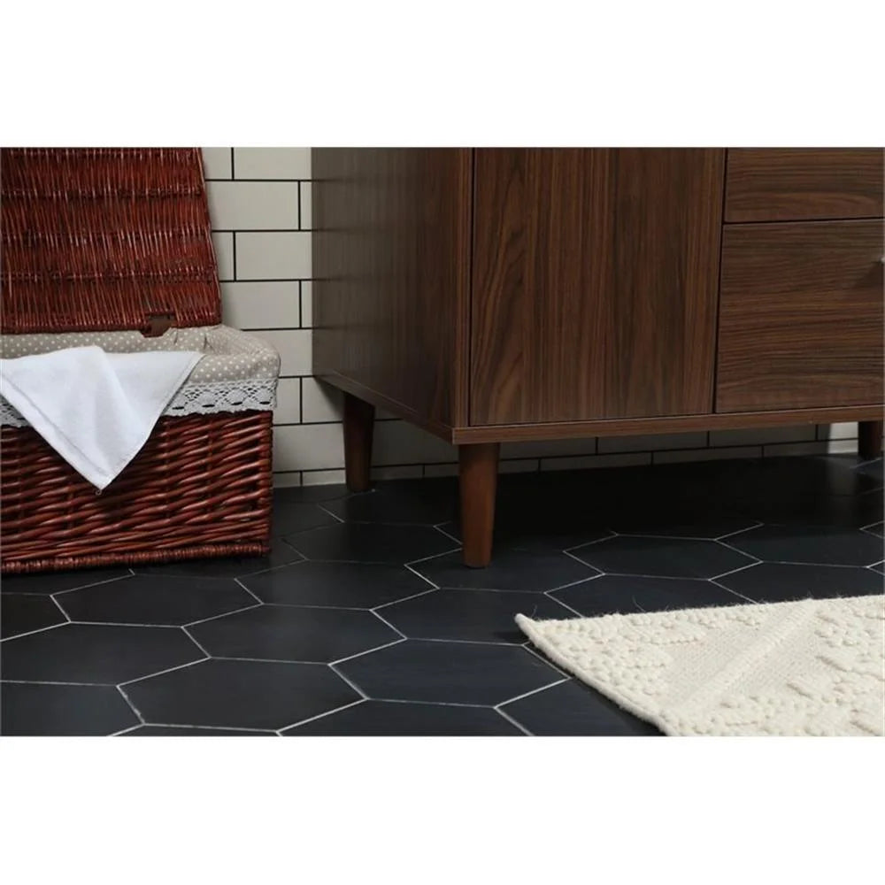 Elegant Decor Baldwin 36" Solid Wood and MDF Bathroom Vanity in Walnut