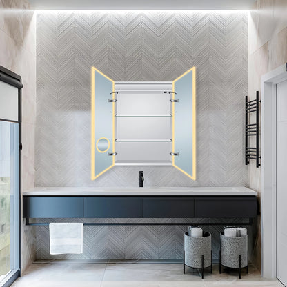 Dreamwerks 24"W x 32"H LED Bathroom Medicine Cabinet with Integrated Touch Switch and Magnifying Glass