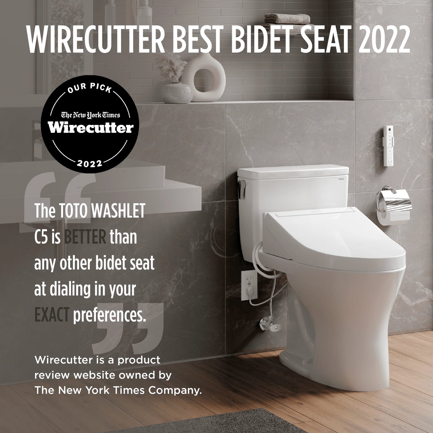 TOTO® WASHLET® C5 Electronic Bidet Toilet Seat with PREMIST and EWATER+ Wand Cleaning, Elongated, Cotton White - SW3084#01