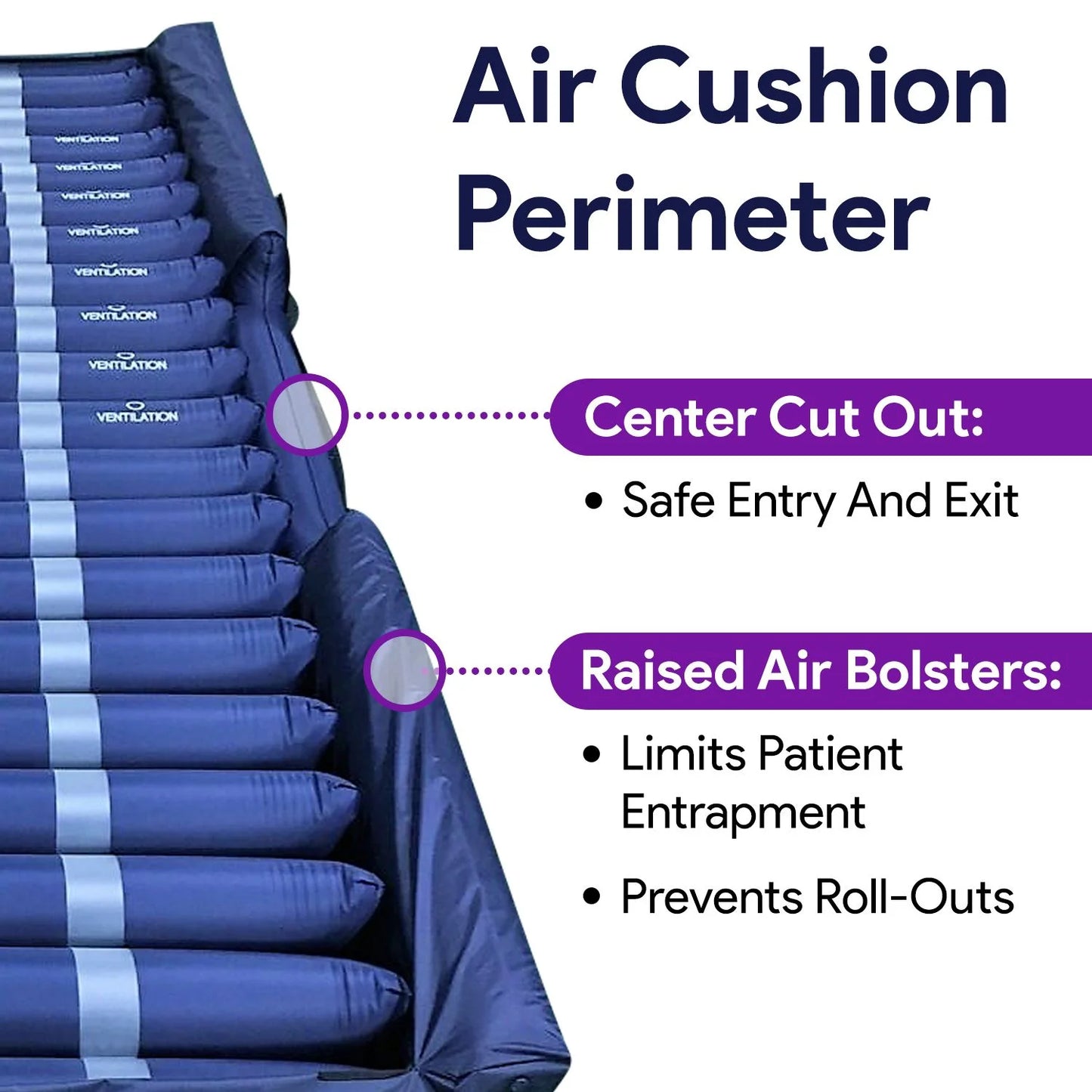 Proheal Bariatric True Low Air Loss Alternating Pressure Air Mattress with Pump & Side Air Perimeter - 42” x 80” x 8/11"