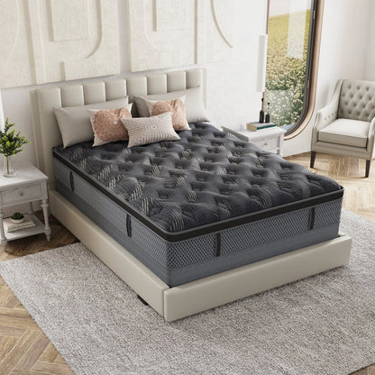 Behost Pillow Top Queen Mattress, 10inch Hybrid Innerspring Double Mattress in a Box, Pocket Spring Mattress