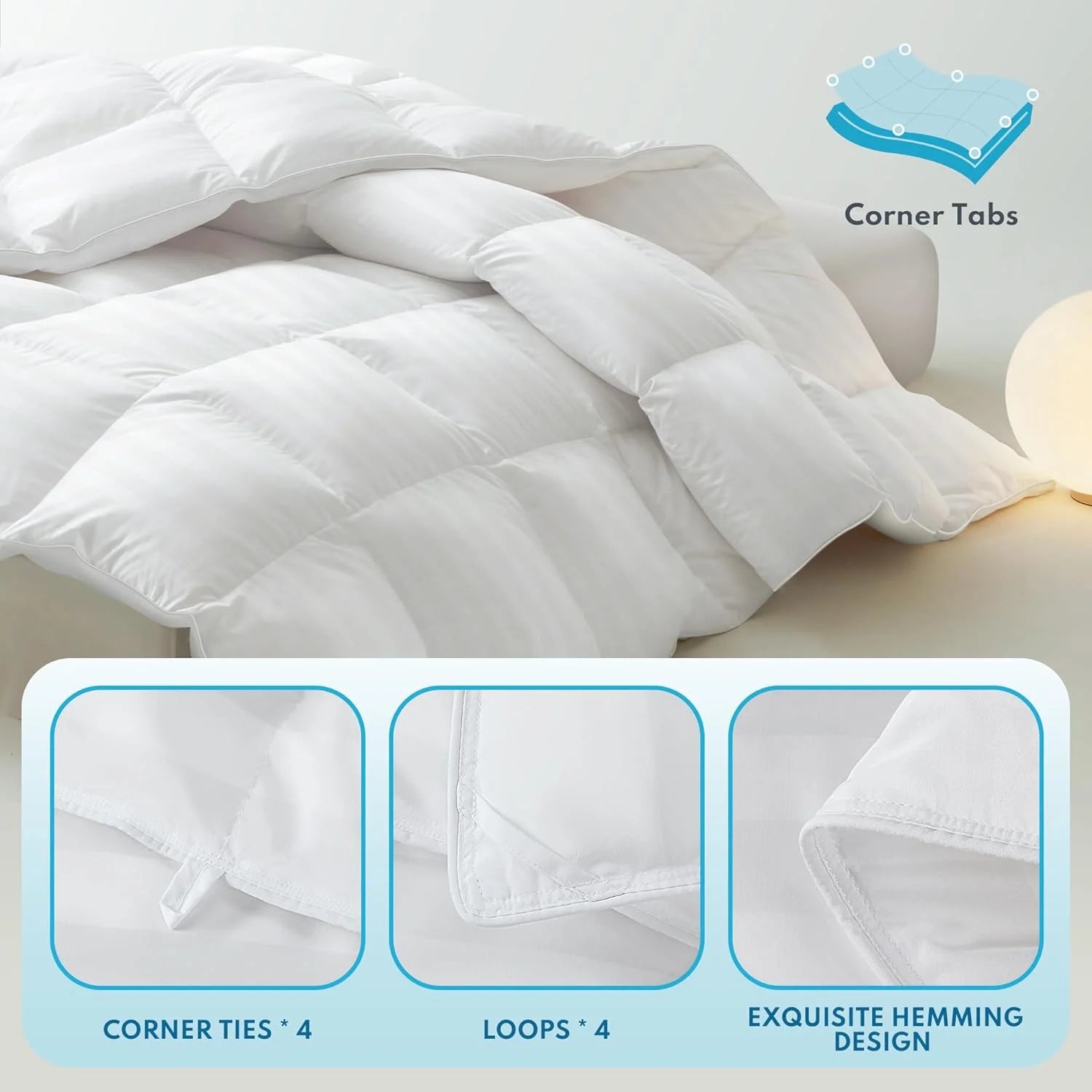 Down Feather Comforter King Size - High Fill Power All Season Duvet Insert, Luxurious Hotel Medium Warmth Bedding Comforter (106”x90°?
