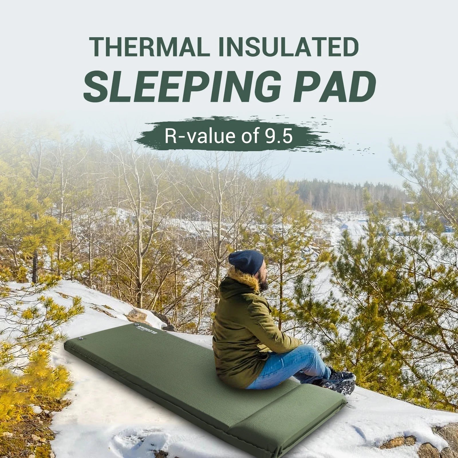 Elegear Self Inflating Sleeping Pad, 3.1" Ultra-Thick Memory Foam Camping Pad with Pillow Fast Inflating in 20s Insulated Camping Mattress Pad 4-Season Camp Sleeping Mat for Camping/Car/Tent