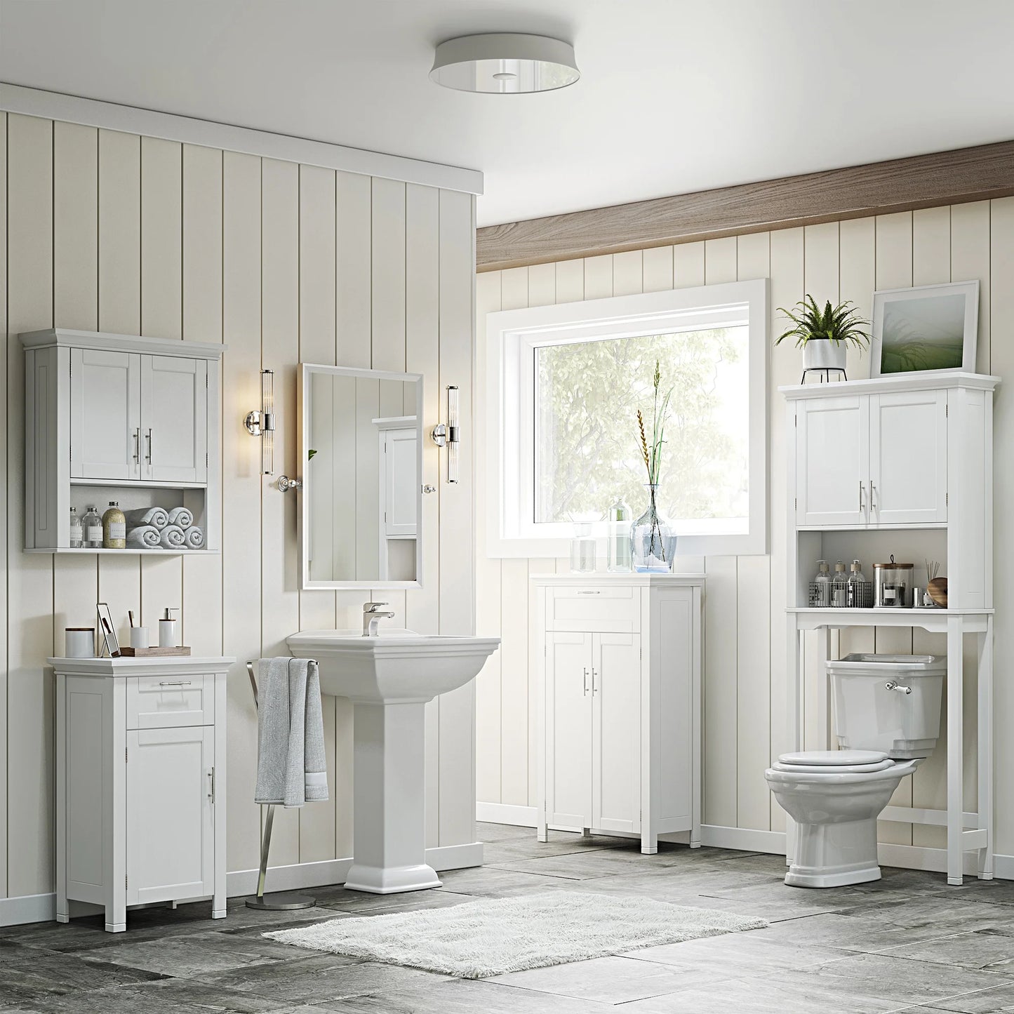RiverRidge Somerset Over the Toilet Bathroom Spacesaver Medicine Cabinet Shelf - White