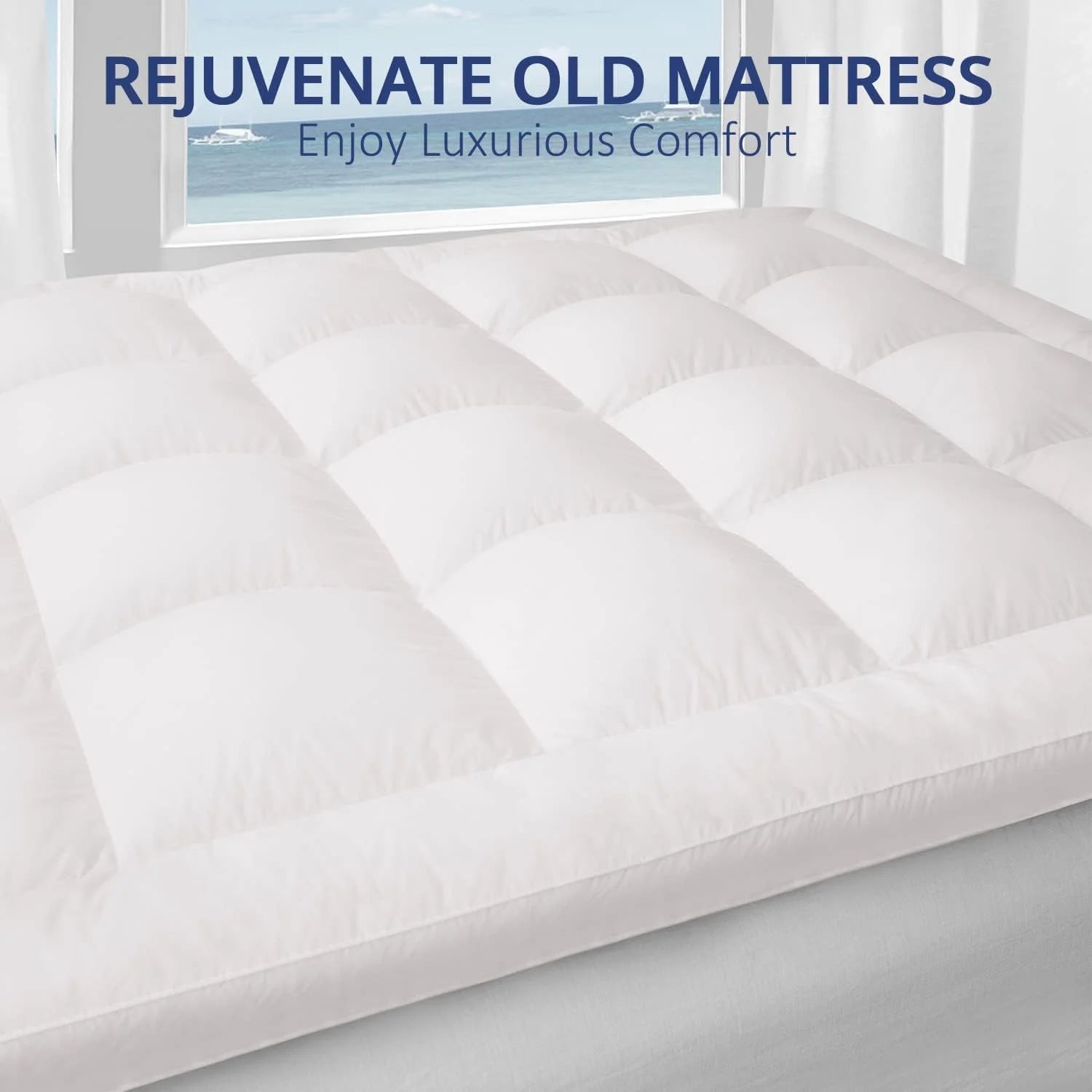 ELEMUSE 1300 GSM Overfilled Mattress Topper King with Baffle Box Design,Extra Thick Cooling King Pillow Top Pad, 400TC Organic Cotton Cover, Plush & Support Snow Down Alternative