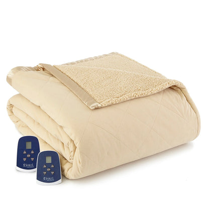 Shavel Home Products Micro Flannel Reverse to Sherpa Electric Blanket, Twin, Amethyst