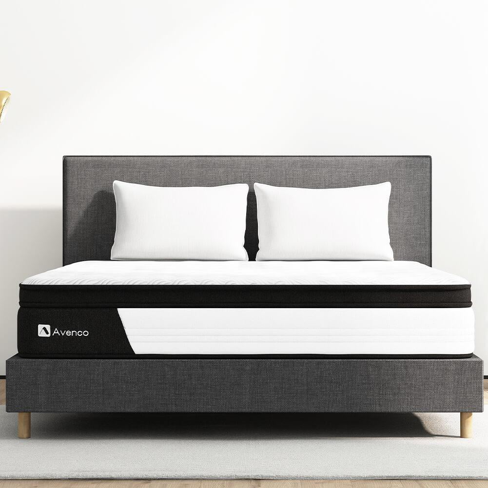 Avenco Queen Size Hybrid Mattress, 12-Inch Mattress in a Box, Pocketed Innerspring and Memory Foam Mattress, Medium Firm with Pillow Top, Supportive
